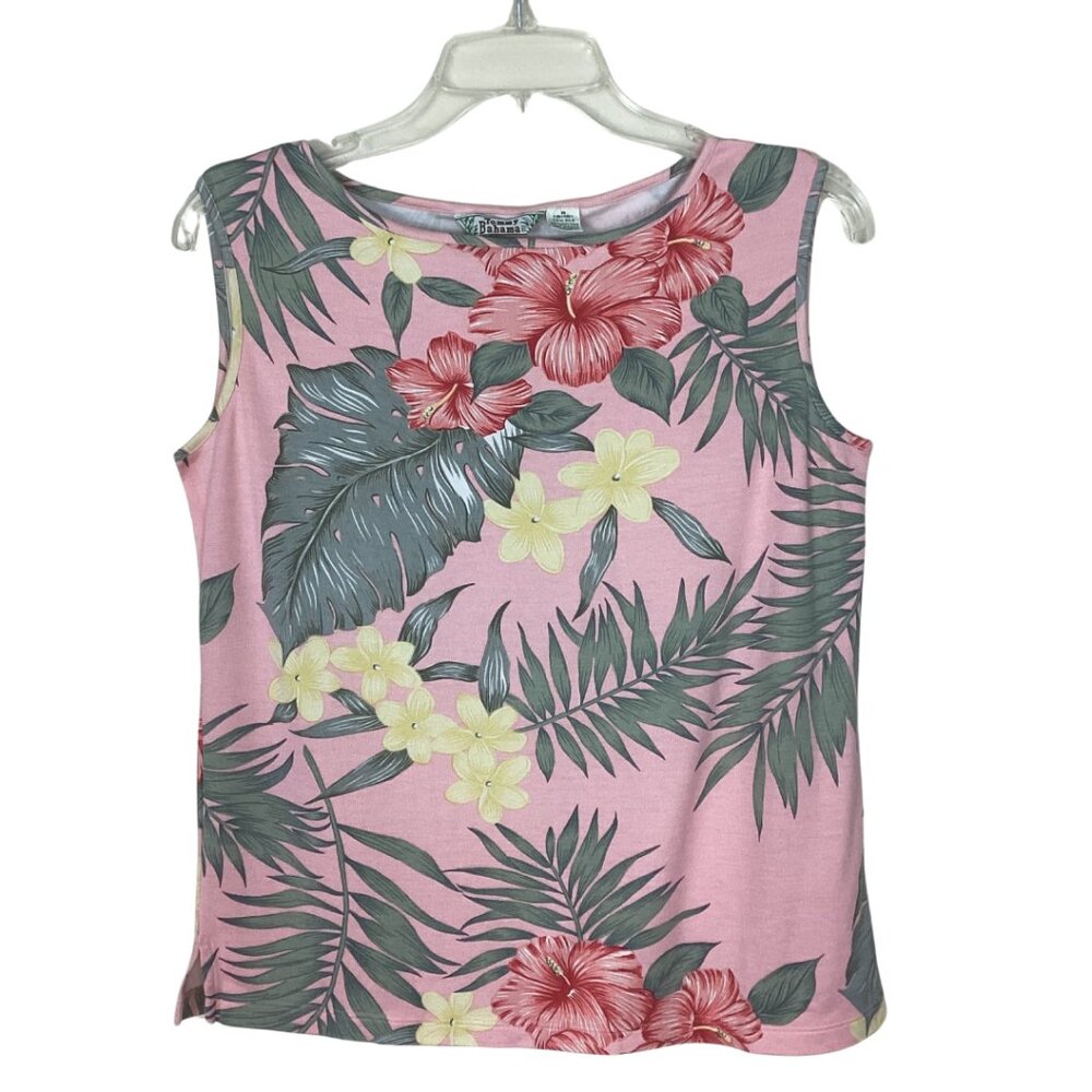 Tommy Bahama Top Women’s M Medium 8 / 10 Pink Tank Silk Floral Sleeveless Shirt